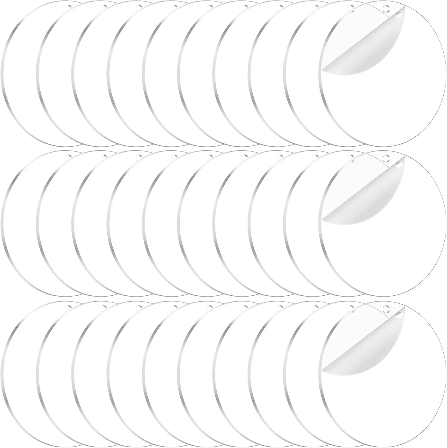40 count   Blanks, Clear  Ornaments Blanks Bulk Circles Blank Disc Blank with Hole for Vinyl DIY ,Tags and Craft