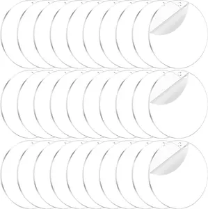 40 count   Blanks, Clear  Ornaments Blanks Bulk Circles Blank Disc Blank with Hole for Vinyl DIY ,Tags and Craft