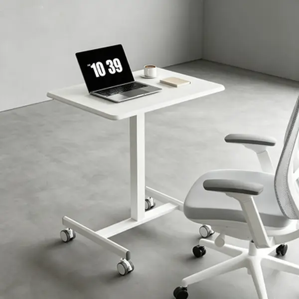 Height Adjustable Mobile Rolling Standing Desk, Portable Overbed Table with Wheels & Ergonomic Lift Handle, Multi-Purpose Desk for Office, Bedroom & Teacher Podium