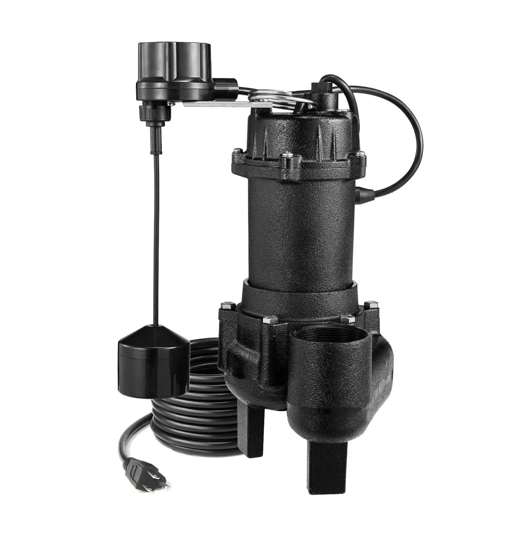 Submersible Sewage Pump 3/4 HP 6000 GPH - Cast Iron Effluent Pump with Float Switch Default