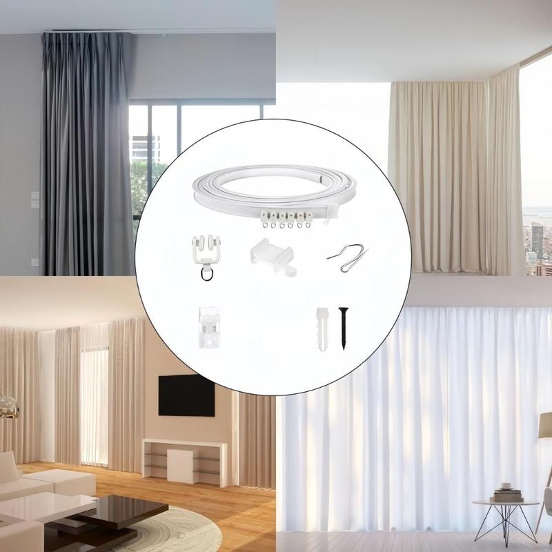 Flexible Curtain Track Kit, 5m Curtain Rail with Accessories, Adjustable Curtain Rods, Curtain Rod Bracket, Easy To Install Curtain Rail System for Home and Hospital Use
