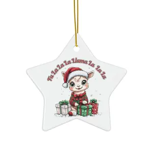 Ceramic Christmas Llama Ornament, Order One of Each Pack Round christmas ornament