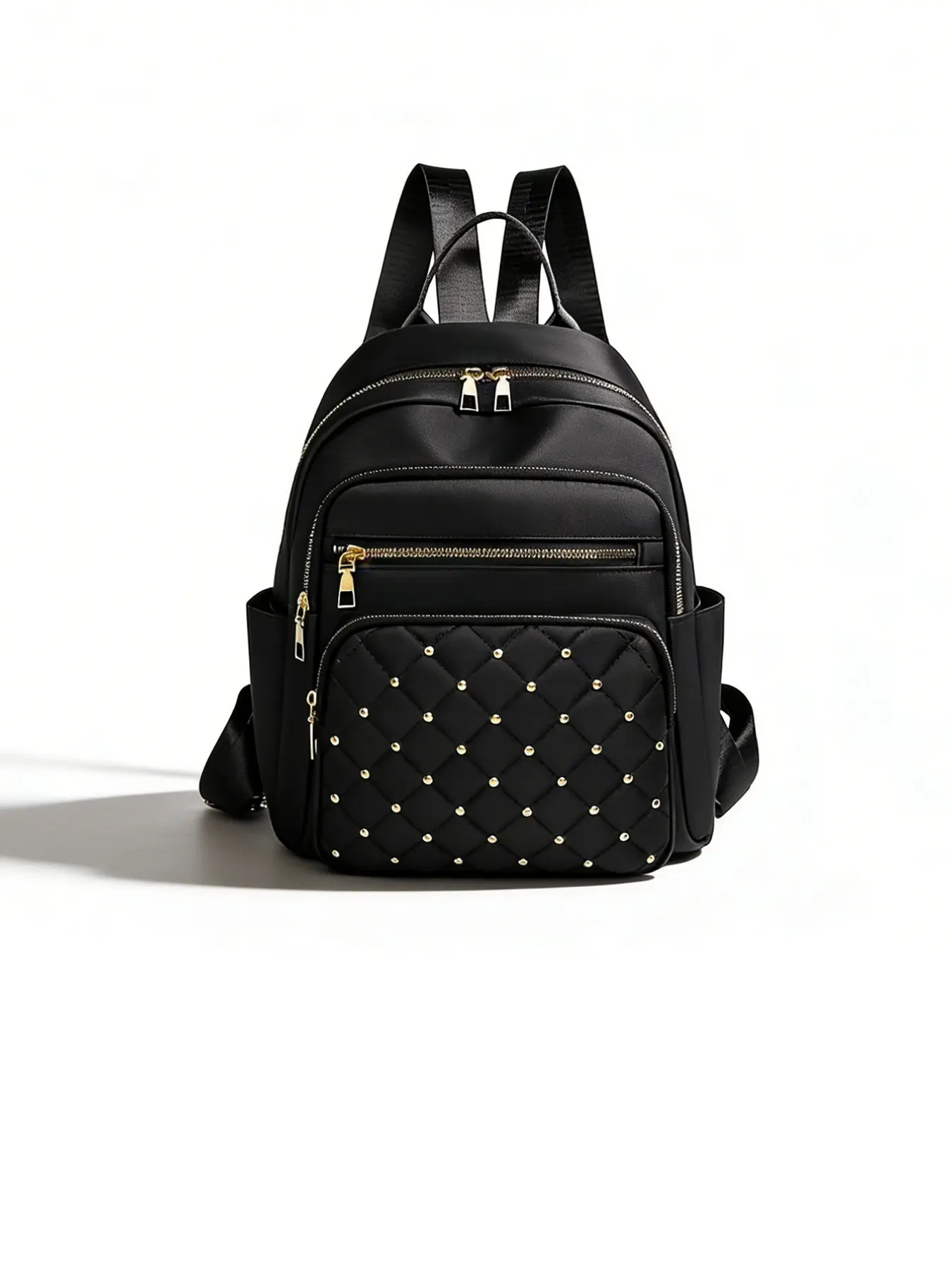 Stylish Rhombus-Stitched Rivet Backpack for Women – Casual Backpack, Minimalist, Versatile for Commute & Leisure, Perfect Mother's Day & Valentine's Day Gift for Girlfriend, Casual Travel Backpack, Casual Daypack, Backpacks Women