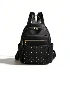 Stylish Rhombus-Stitched Rivet Backpack for Women – Minimalist, Versatile for Commute & Leisure, Perfect Mother’s Day & Valentine’s Day Gift for Girlfriend