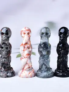 Creative Skull Design Ornament, 1 Count Crystal Skull Decoration Craft, Desktop Decoration for Home Office, Halloween Gift