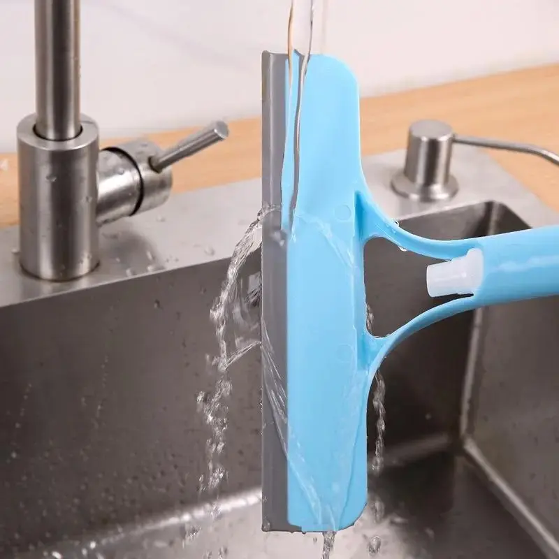 Compact Reusable Silicone 2-in-1 Water Spray Squeegee Cleaner Sponge Set, Multifunctional Mini Home Care Tool for Glass Cleaning, Kitchen Countertops