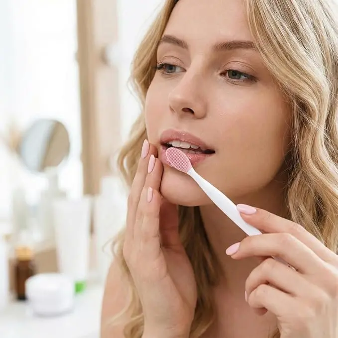 1Pcs Silicone Exfoliating Lip Brushes, 2-in-1 Double-Sided Soft Cleaning Beauty Tool To, Create Smoother Skin And Fuller Lip Appearance(pink).