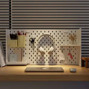 ANSQU Standing Desk Pegboard Office Organizer 13 Set with Containers Shelves Hooks Multi-Functional Storage Solution for Office Bedroom Kitchen Entryway Pencil Holder Modern Design Christmas Gift Set Stock Up Christmas Decorations