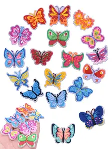 Hot PVC Plastic Shoe Decoration Charms Set, Colorful Butterfly Accessories, Unique Fan Markers, Fashion Holiday Birthday Party Gifts