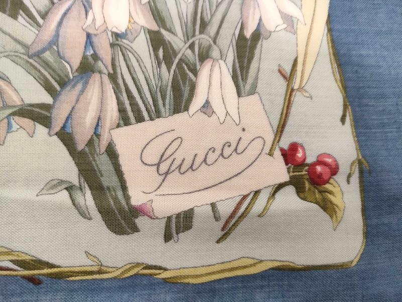 Pre-owned Gucci Silk Cashmere and Wool Scarf Scarve Vintage 60s Floral Made in Italy