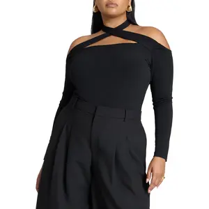 ELOQUII Women's Plus Size Cross Front Cut Out Top