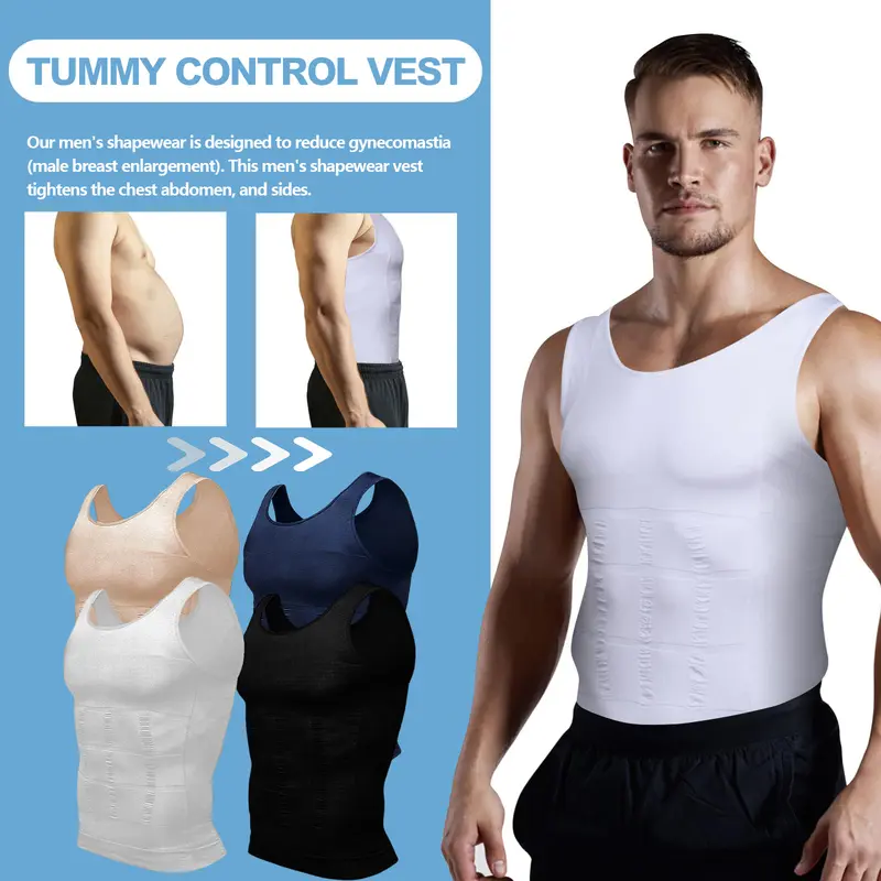 Men Compression Shirt, Tummy Control Undershirt Vest, Gynecomastia Compression Tank Top,Seamless Shapewear Body Shaper