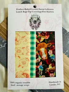 Beeswax Food Wrap Starter Set- (Flower Cow)