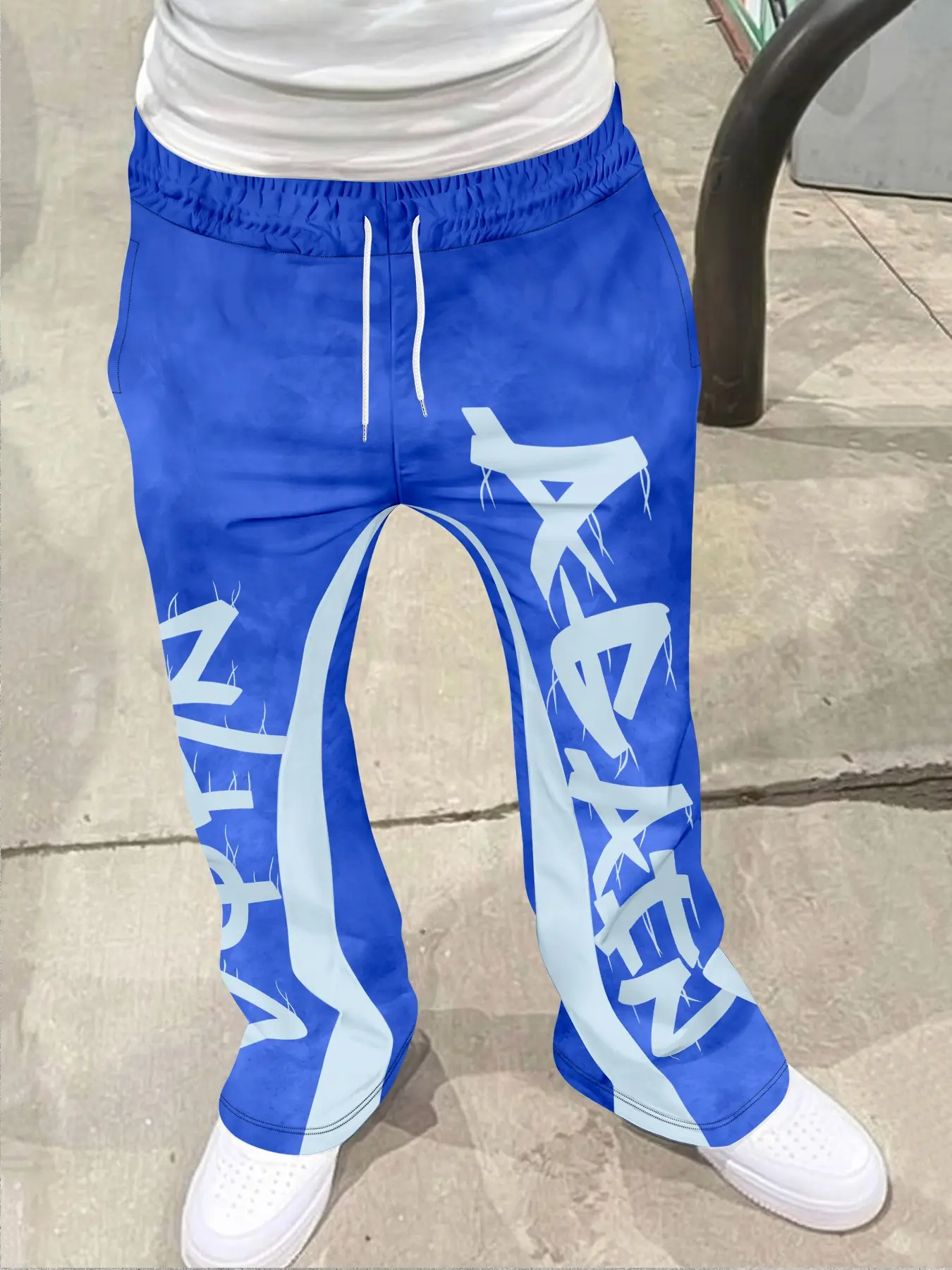 Men's Loose Fit Flare Leg Pants, Casual Streetwear Joggers, Vintage Hip Hop Long Trousers, 3D Print Design, Sporty Fashion, Flare Leg Sports, Flared Sweatpants, Gym Streetwear