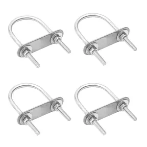 Round U Bolts 4 Sets 1.57"(40mm) Inner Width 85mm Length Steel M6 with Nut, Plate, Washer