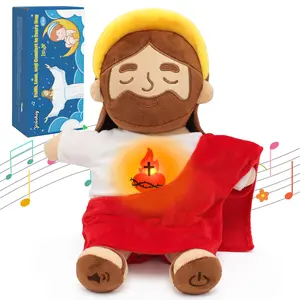 Yelakey Breathing Jesus Plush Toys with Light & Sound, Jesus Stuffed Animal Breathing Plushy Doll, Christian Catholic Religious Plushie Chr outdoorfun