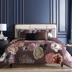 Hallmart Collectibles 5pc King Vita Velvet Floral Bedding Set
