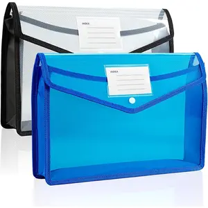 Plastic Expanding File Folder, Folders for Documents, Transparent Envelopes with Elastic Closure, File Folder Organizer Holder, Large Capacity, Fit Letter/A4 Size (2Pcs)