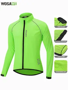 WOSAWE Cycling Wind Jacket Loose & Comfortable, Tailored Fit Reflective Design  ,Lightweight  Portable Sun Blocking- Breathable, Zip-Up Sports Coat for Outdoor Riding Activities