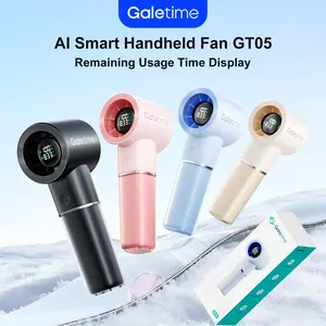 Galetime GT05 Portable Handheld Fan with Time Display - USB-C Rechargeable, 5000mAh Battery, 3 Speeds, Quiet Cooling for Travel Office Outdoor