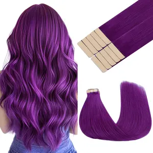 MOCA Hair Tape in Extensions,10 PCS Purple Hair Extensions,24 inch tape in Rainbow Neon Party Highlights for Kids Girls Women straight Synthetic Hairpieces Long Hair for halloween/party/musicfestival use