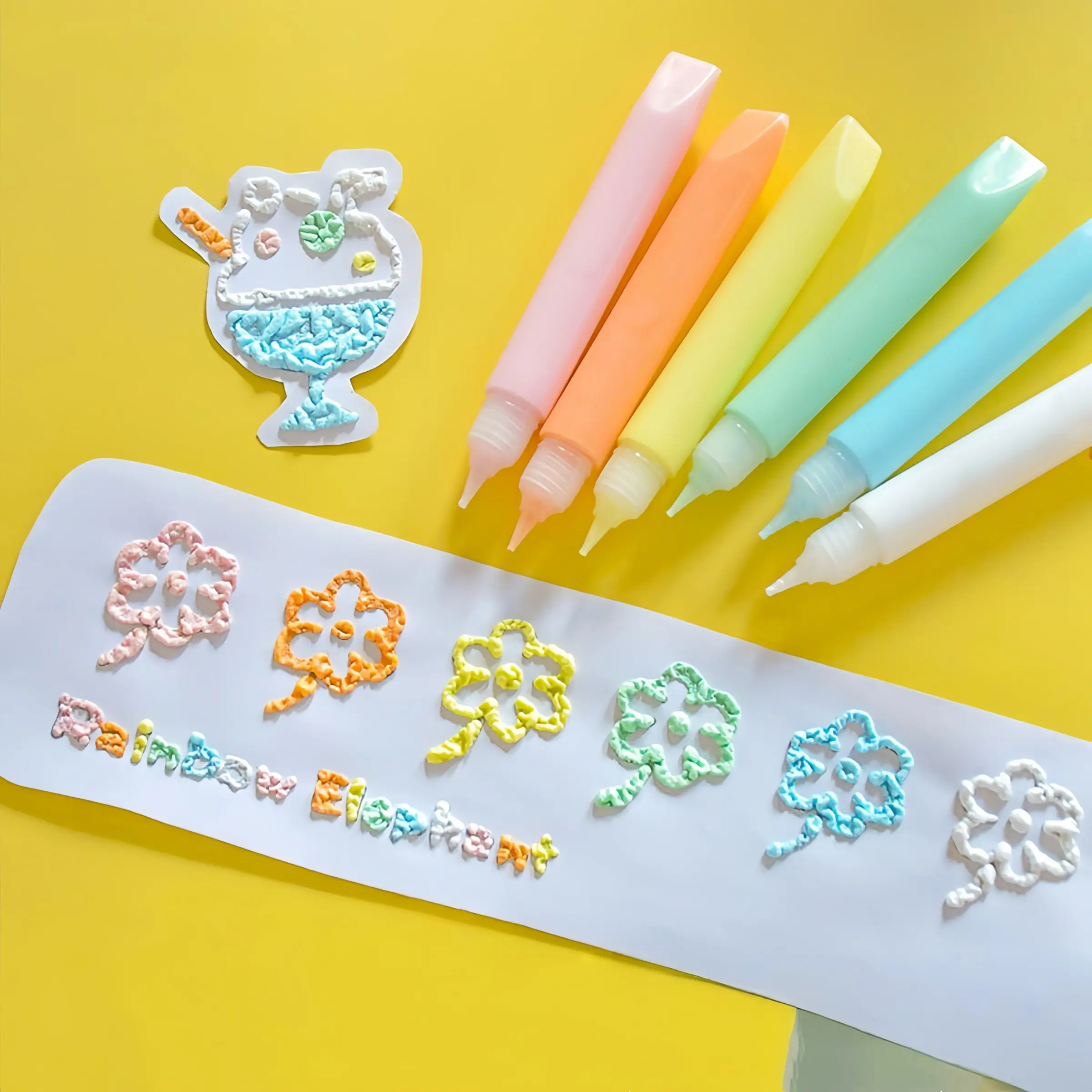 24 Creative 3D Macaron Popcorn Pens for DIY Art Projects, Suitable for Acrylic, Wood, Mug, Paper, Fridge, and Wall Painting