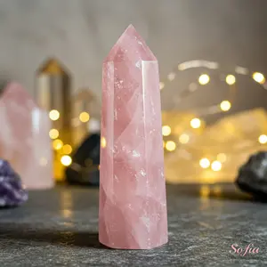 Natural Rose Quartz Crystal Tower Single Point Wand Pink Crystal Obelisk Mineral Specimen Home Desk Decoration Christmas Gift