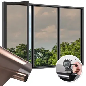Daytime Privacy Window Film with One-Way Mirror Effect, UV Blocking and Heat Insulation for Home & Office, Easy Install Tea Silver Color