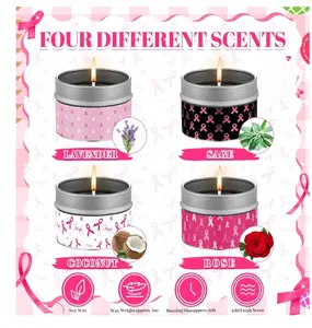 Breast Cancer Awareness Scented Candles Gifts Pink Ribbon Soy Wax Candles  