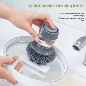 Automatic Pot Scrubber, Kitchen Cleaning Tool, Pressure Type Sponge, Dishwasher Safe, Rust Resistant, Ideal for Home Use