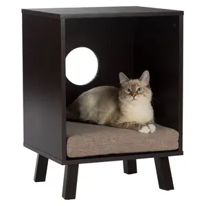 Pet Sofa Bed with Wood, Dual-Purpose End Table for Cat or Dog, Sand