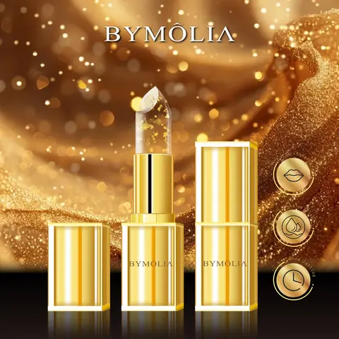 BYMOLIA Chameleon Color-Changing Gold Flakes Lipstick-Lip Gloss, High Shine Gloss, Alcohol-Free, Moisturizing Long-Lasting Balm, Dry Lip Care, On-the-Go Use, Luxury Cosmetic Gift for Adults, No Harmful Additives