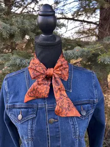Western Skinny Scarf Satin Cowgirl Neck Tie Silky Wildrag Tooled Leather Print Bandana Rodeo Outfit Accessory Ponytail Wrap Style