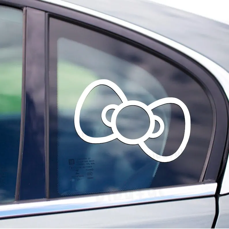Hello Cat Kitty Ribbon Decal