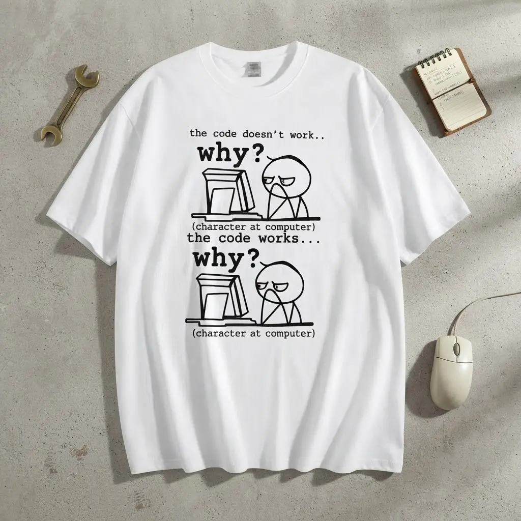 "Coder Struggles" Funny Graphic Tee, Retro Programmer Humor Shirt