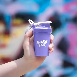 Shake Shot 4 oz Purple Mini Pre-workout, Creatine, Collagen & Supplement Shaker Bottle with Clip & Shaker Ball BPA Free