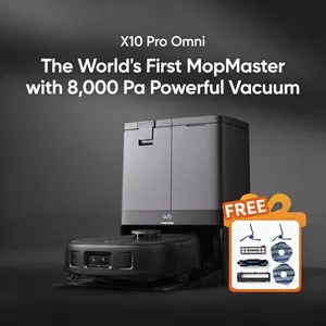 eufy X10 Pro Omni Robot Vacuum and Mop with 8,000 Pa Suction, Dual Mops with 12 mm Auto-Lift and Carpet Detection, AI Obstacle Avoidance, Auto Mop Washing, Auto Drying, Self-Emptying, Self-Refilling｜Spingtok
