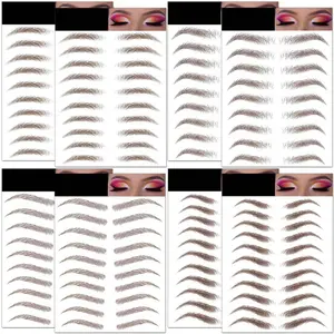8 Sheets Eyebrows Tattoo Waterproof, 72 Pairs Eyebrow Tattoo Stickers Temporary Eyebrow Tattoos for Women & Girl, Fake Eyebrows Peel Off False 4D Hair-like Instant Transfer Brows