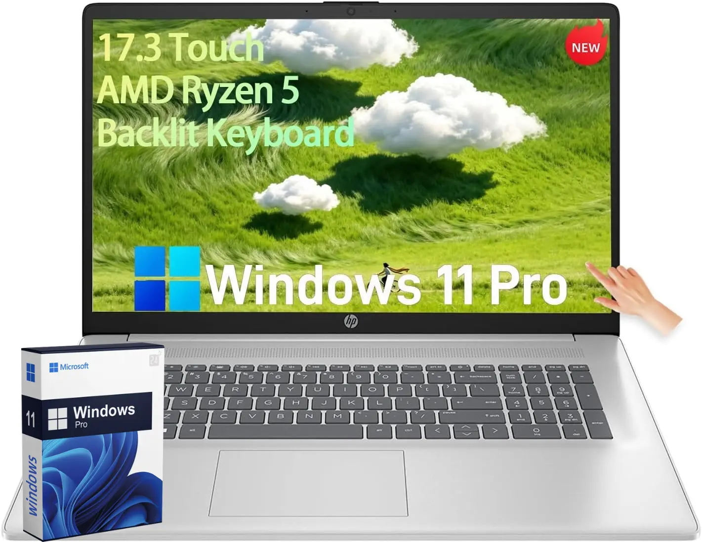HP 17.3" HD+ Touchscreen Laptop Computer for Business, AMD Ryzen 5 7430U, 8GB/16GB/32GB RAM, 256GB/512GB/1TB/2TB SSD, Windows 11 Pro,
