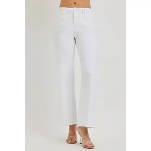 Risen White Tummy Contol Highrise Ankle Wide