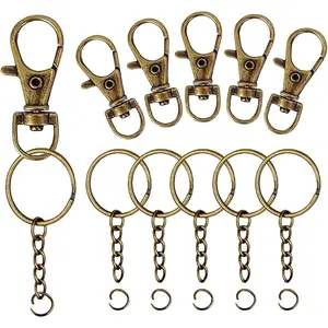 100 count Swivel Snap Hook and Key Rings with Chain and Jump Rings for  Lanyard DIY  Crafts Accessories(50 Lanyard Snap Hooks+50 Key Ring with Chains) (Bronze)