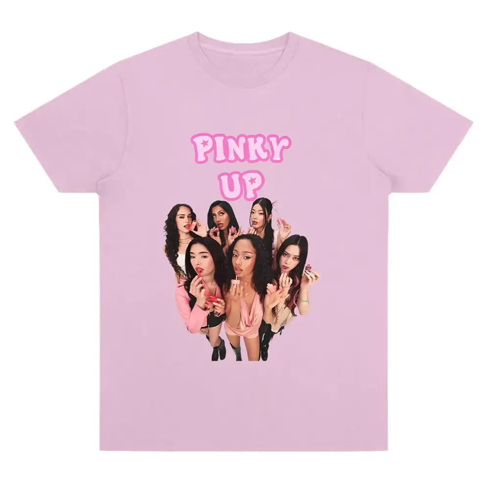 Katseye Pink Up T Shirts 2026 New Song Fashion Clothing Women Men High Quality Cotton Tees Pop O-neck Short Sleeve Casual Tops