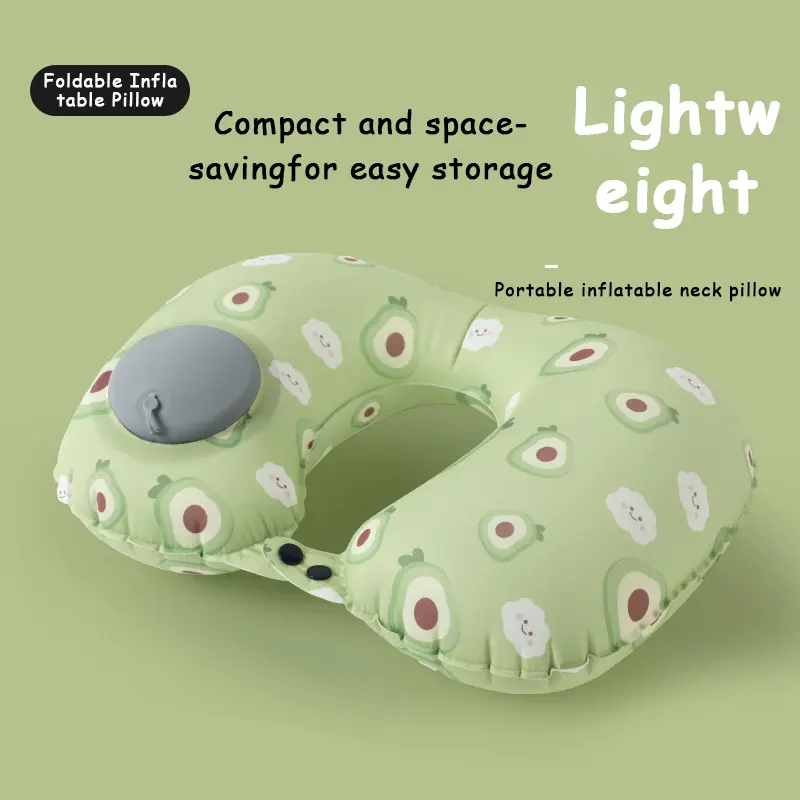 Inflatable Travel Pillow, Neck Pillow for Traveling Airplanes Train Car Office, Portable U-Shaped Blow Up Neck Support Pillow