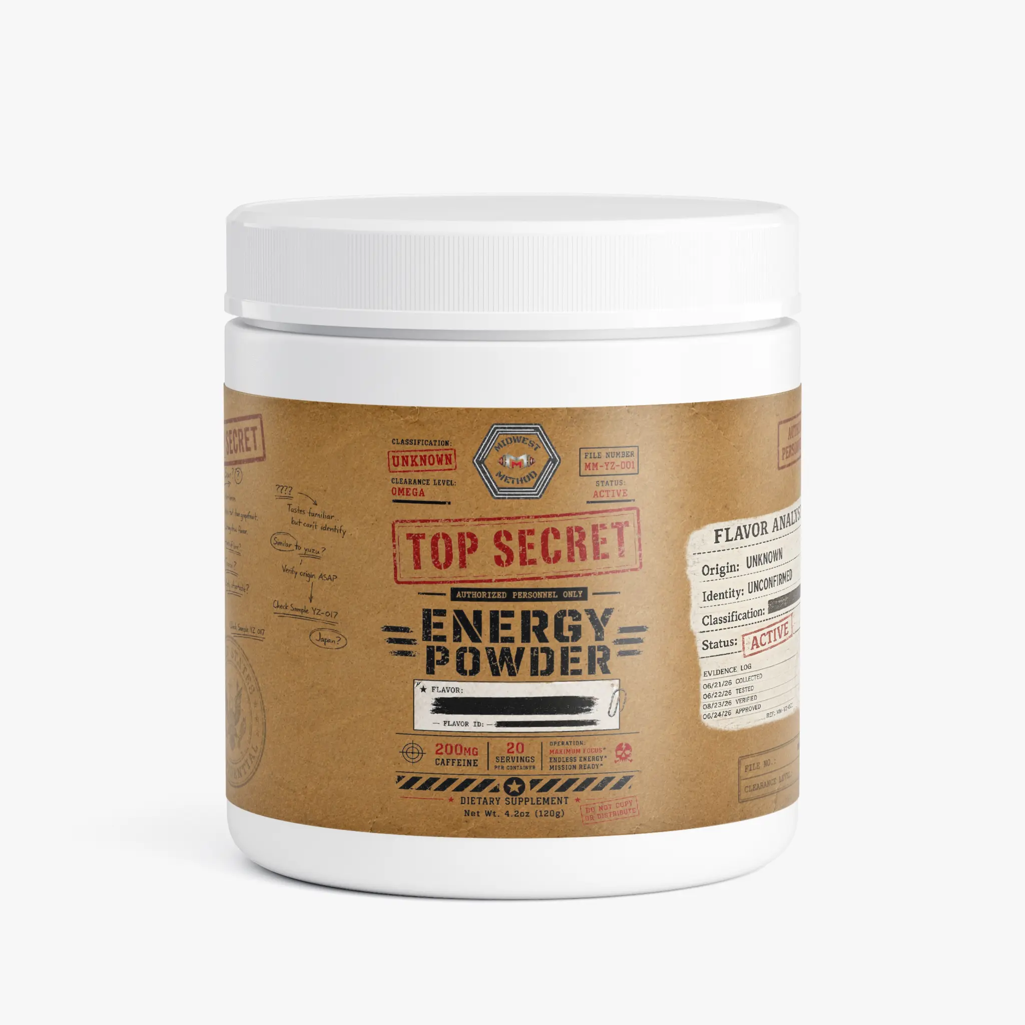 Midwest Method Energy Powder - Top Secret Flavor | 200mg Caffeine | 20 Servings