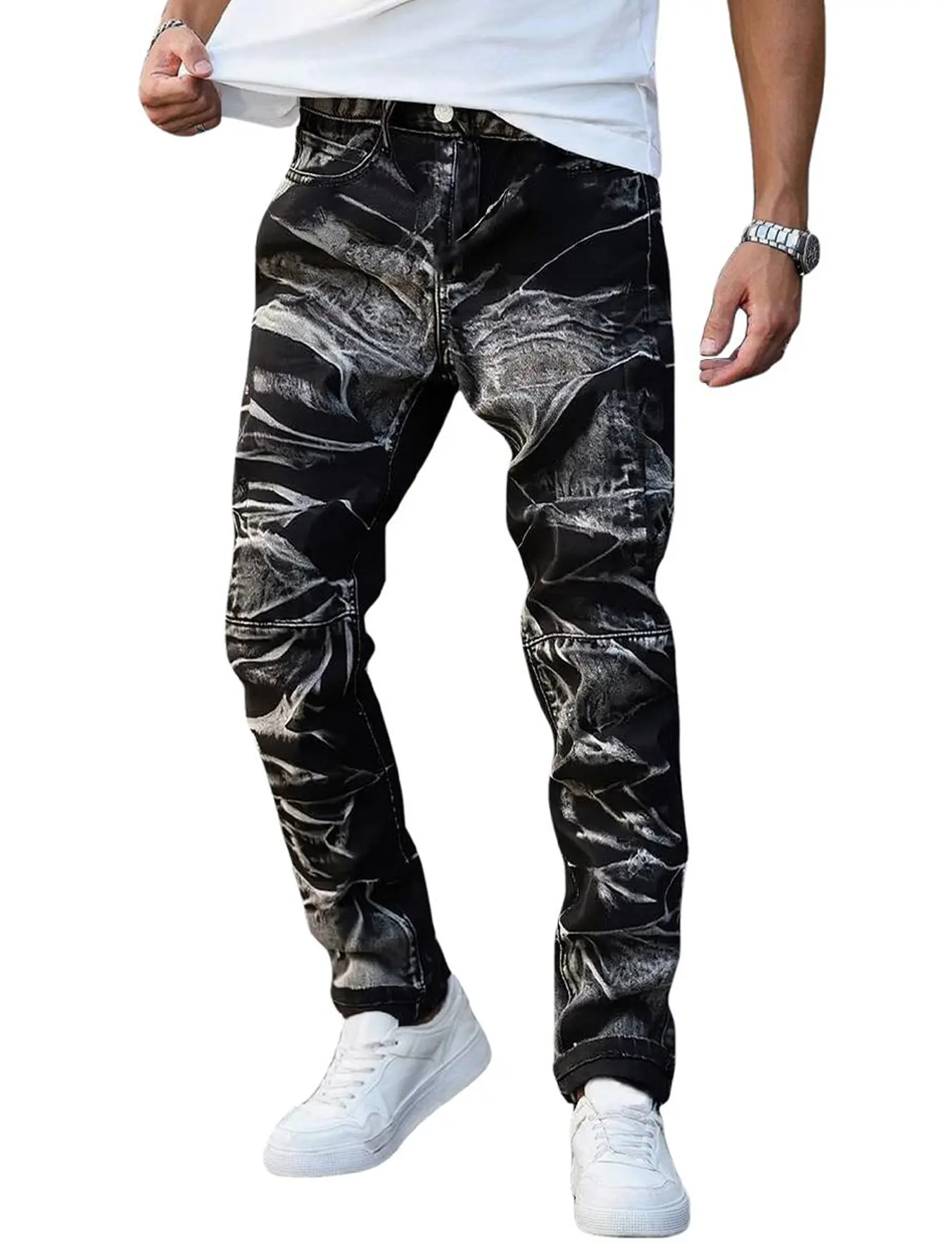 jeans pants for men Stretch Fashion jeans for men Black Denim Pants Y2k Clothing Streetwear Elastic Slim Fit Casual Trousers Fabric Pocket Day Straight