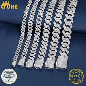 High Quality Unisex D Color Moissanite Cuban Chain Necklace 925 Silver For Men Women Hip Hop Jewelry Gift