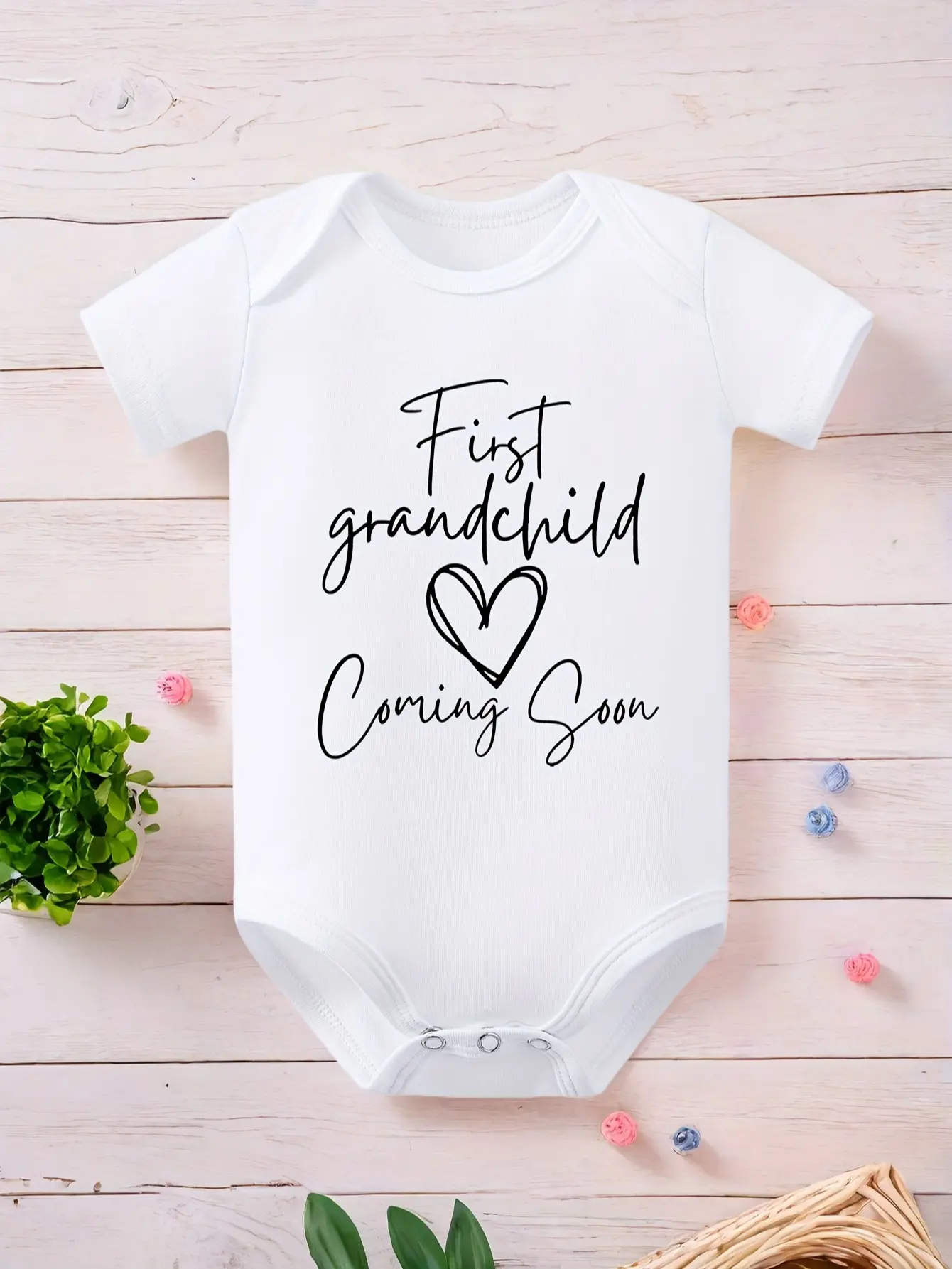 Baby "First Grandchild Coming Soon" Cotton Onesie Bodysuit