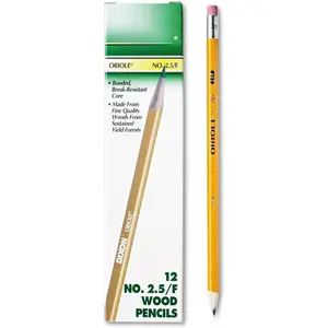 Oriole Woodcase Pencil, #2.5/F Medium Fine, Yellow Barrel, 12-Pack (12875)