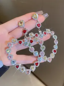 Colorful Heart Shaped Rhinestone Decorated Anklet, Fashionable Jewelry for Women for Party, Daily Clothing Decor, Trendy All-match & Exquisite Jewelry for Birthday Gift, Fashionable Accessories, Trendy Jewellery Accessories