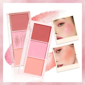 Sweetheart Tri-Color Blush Palette – Natural Lightweight Finish, Waterproof & Sweat-Proof, Long-Lasting Brightening, Matte & Shimmer Finishes, Buildable Coverage, Perfect for Everyday or Party Looks!